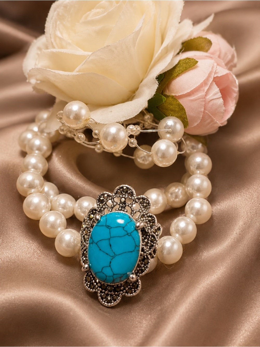 Silver 925FS Ring with Turquoise Statement Accent